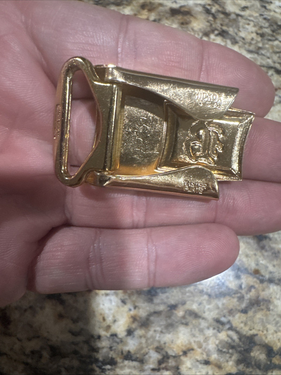 Vintage Hickok Master Plate Gold Tone Belt Buckle Letter B Initial Lion USA