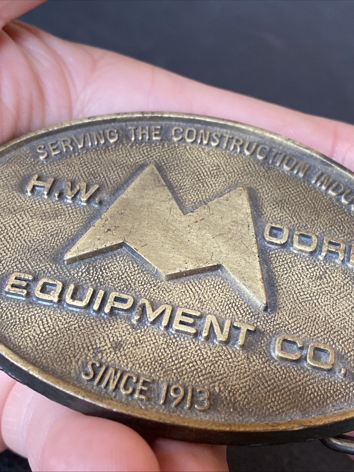 VTG BELT BUCKLE HW Moore Equipment Co Denver Colorado Construction Since 1913