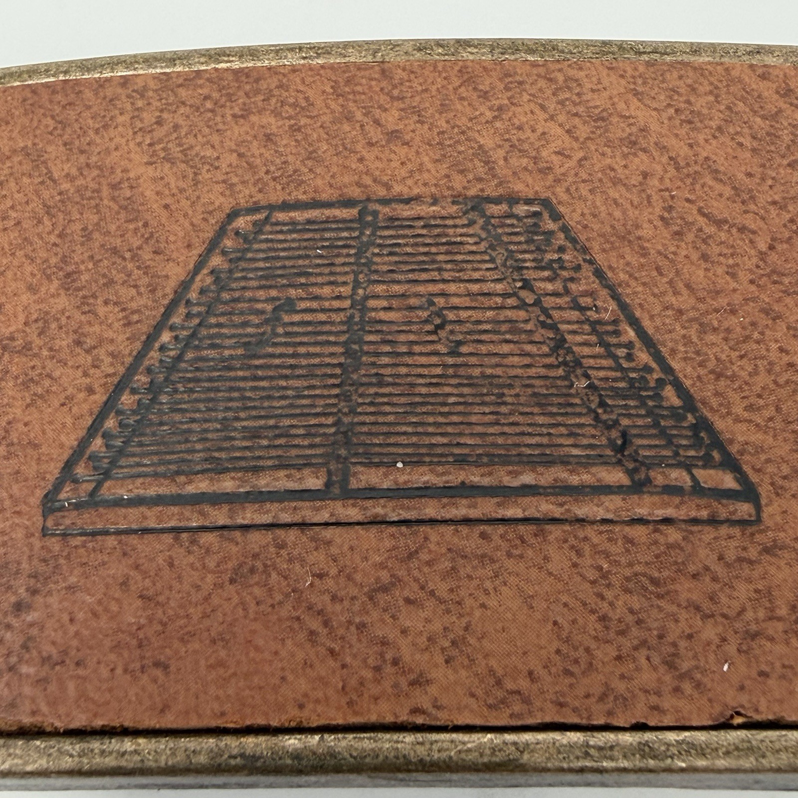 Vintage Tennis Court Belt Buckle Brass Tone Leather Inlay Jim Tait Engraving 70s