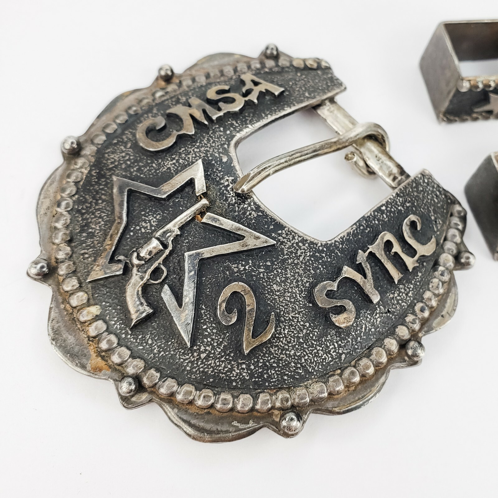 CMSA Belt Buckle Sterling Silver OS Silver SVRC Mounted Shooters 2 Retainers