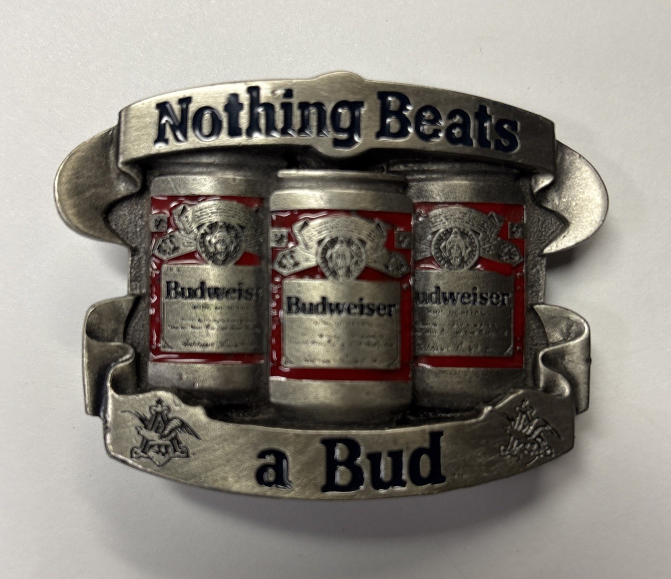 Vintage 1990s « Nothing Beats A Bud » Anheuser-Busch Budweiser Belt Buckle