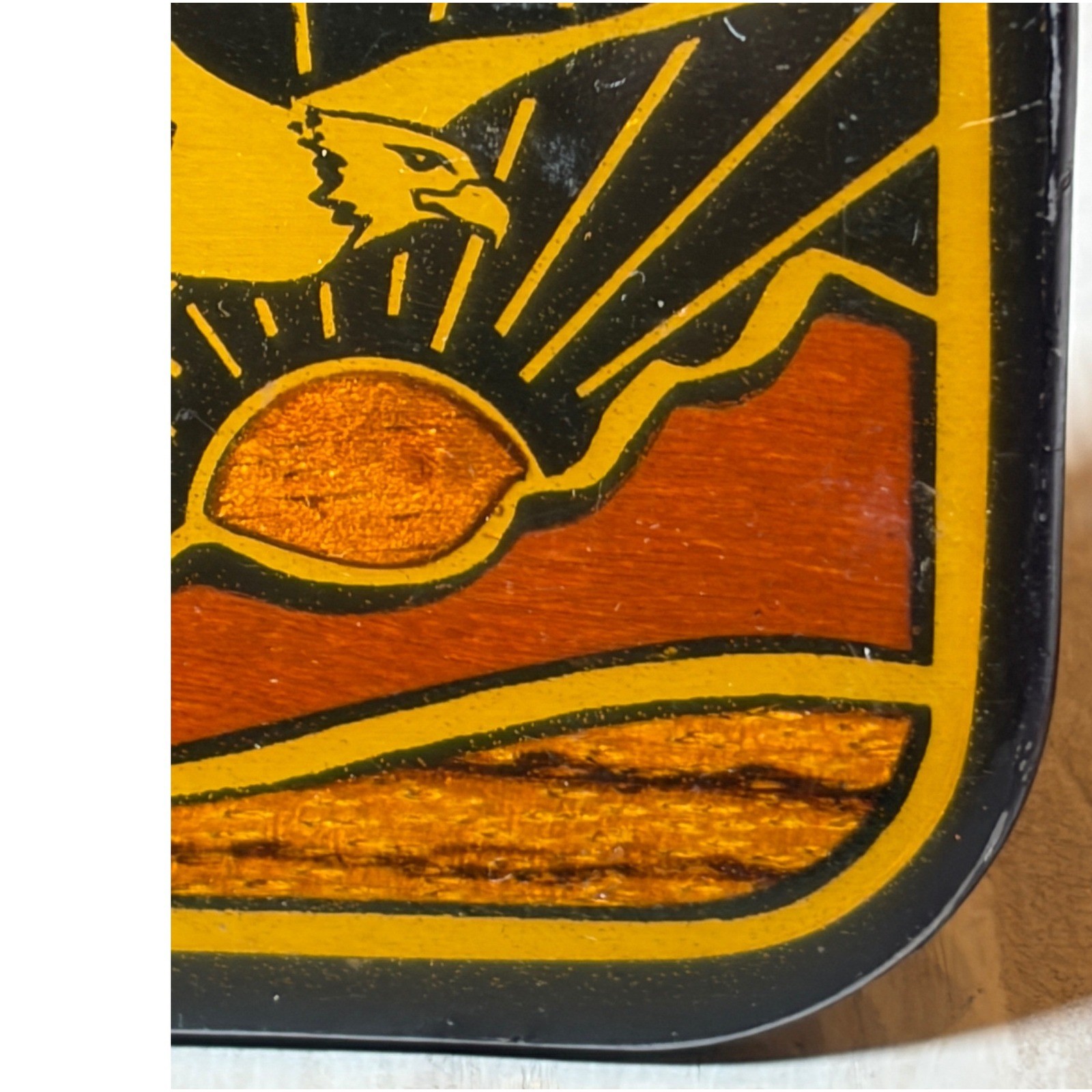 Vintage Harmon Design Colorado Eagle Belt Buckle Western Mountain Sunrise Enamel