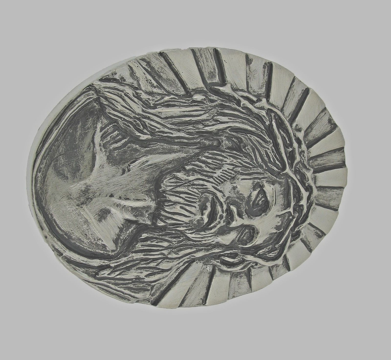 Jesus Image Belt Buckles Men Women Brushed Antiqued Vintage Gray Metal Western