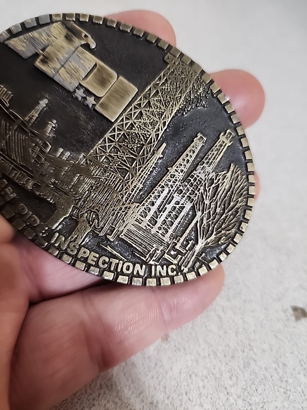 Vtg 1977 AMERICAN PIPE INSPECTION INC. Belt Buckle By MAGICAST USA