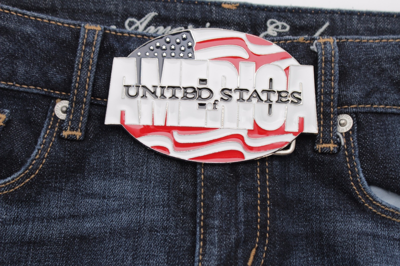 Men Women Silver Metal Buckle Fashion United States Of America Flag USA 4th July