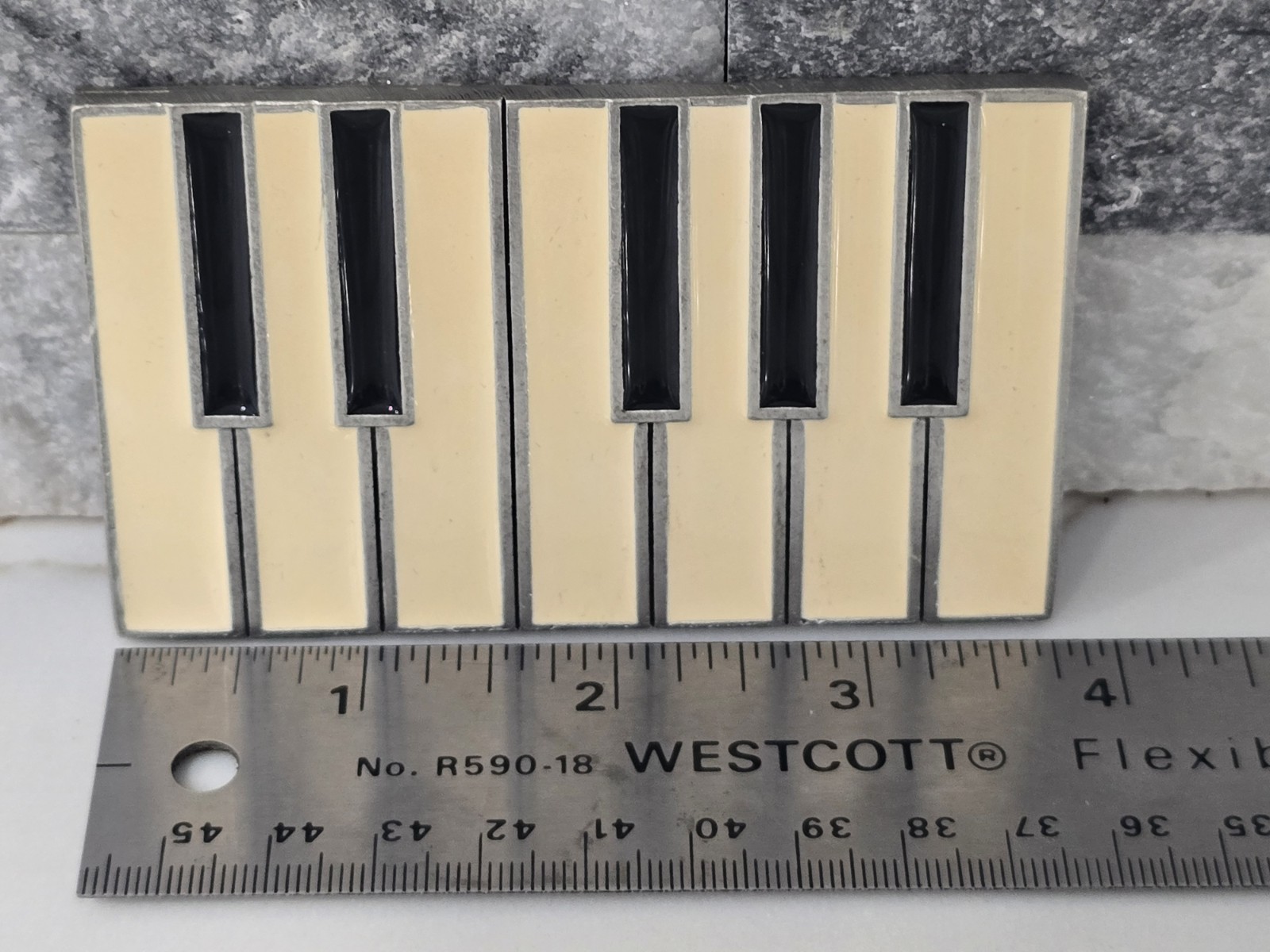2002 Motorhead Metal And Enamel 3.75&Prime; Wide Piano Keyboard Belt Buckle