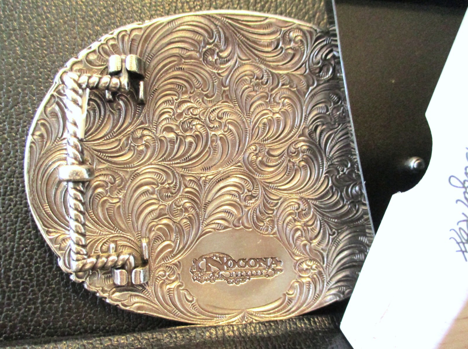 *Nocona Blazin Roxx Silver Plated Oval Cross Rhinestone Western Belt BUCKLE NEW!