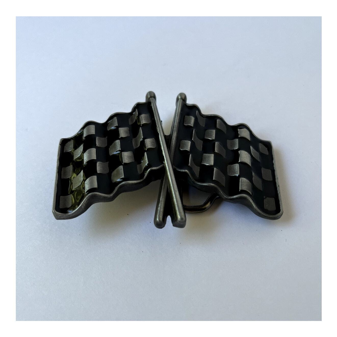 Racing Flags Black And White Checkered Racing Flag Belt Buckle
