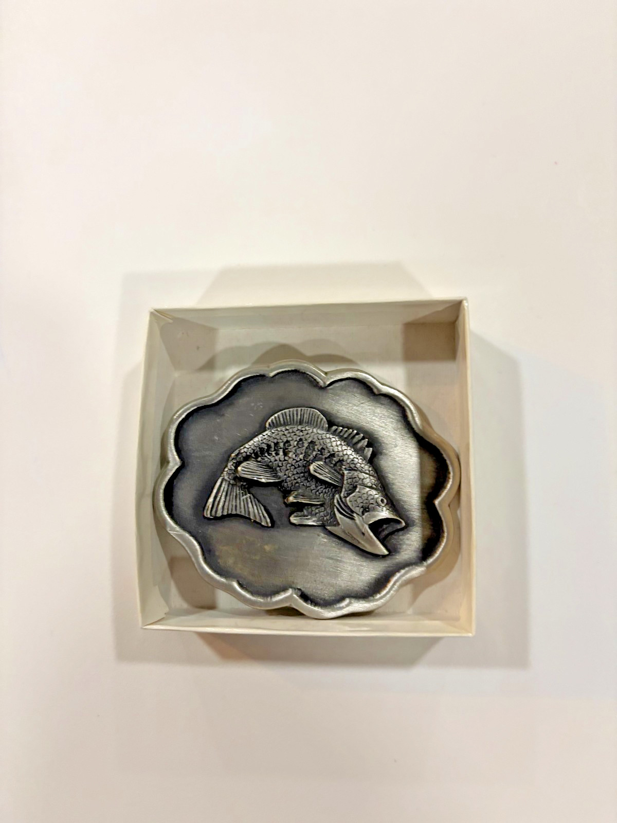 Vintage Pewter Bass Fish Belt Buckle from late 1970&rsquo;S to 1980&rsquo;S