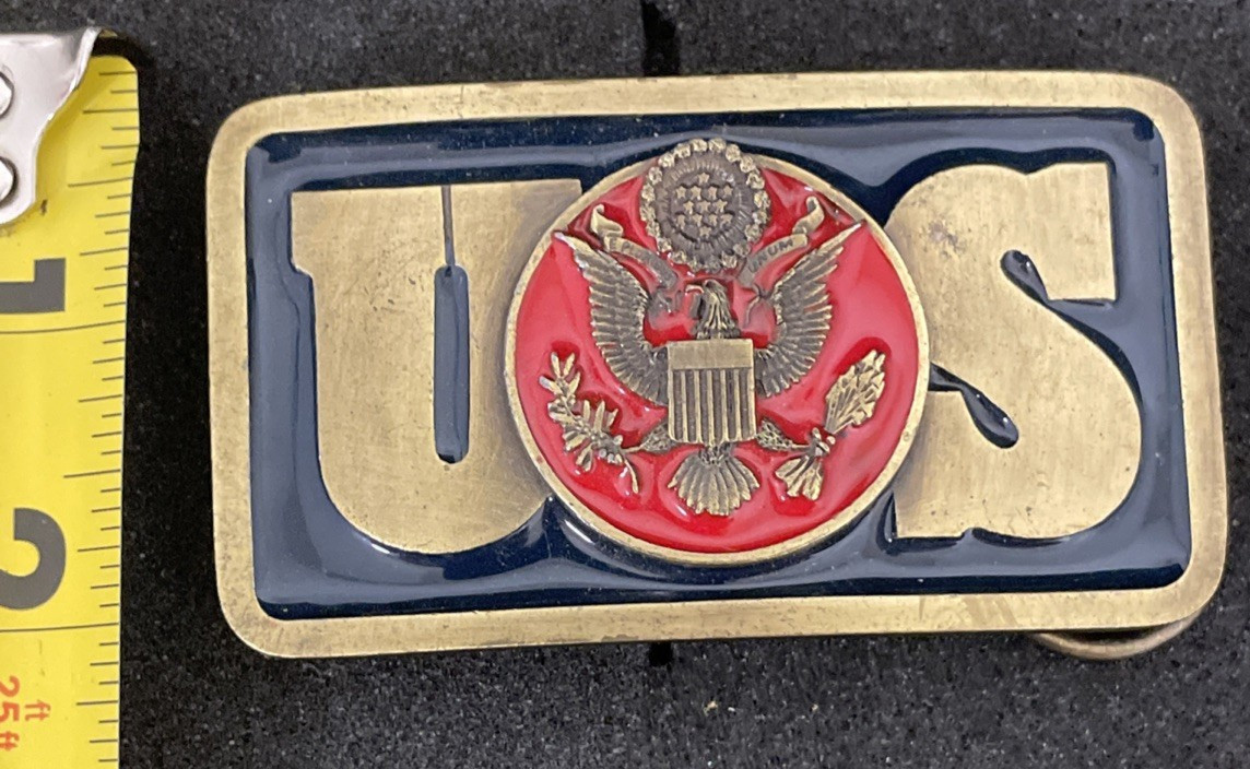 Belt Buckle WWII Eagle Crest Emblem Limited Edition American Blue & Red enamel