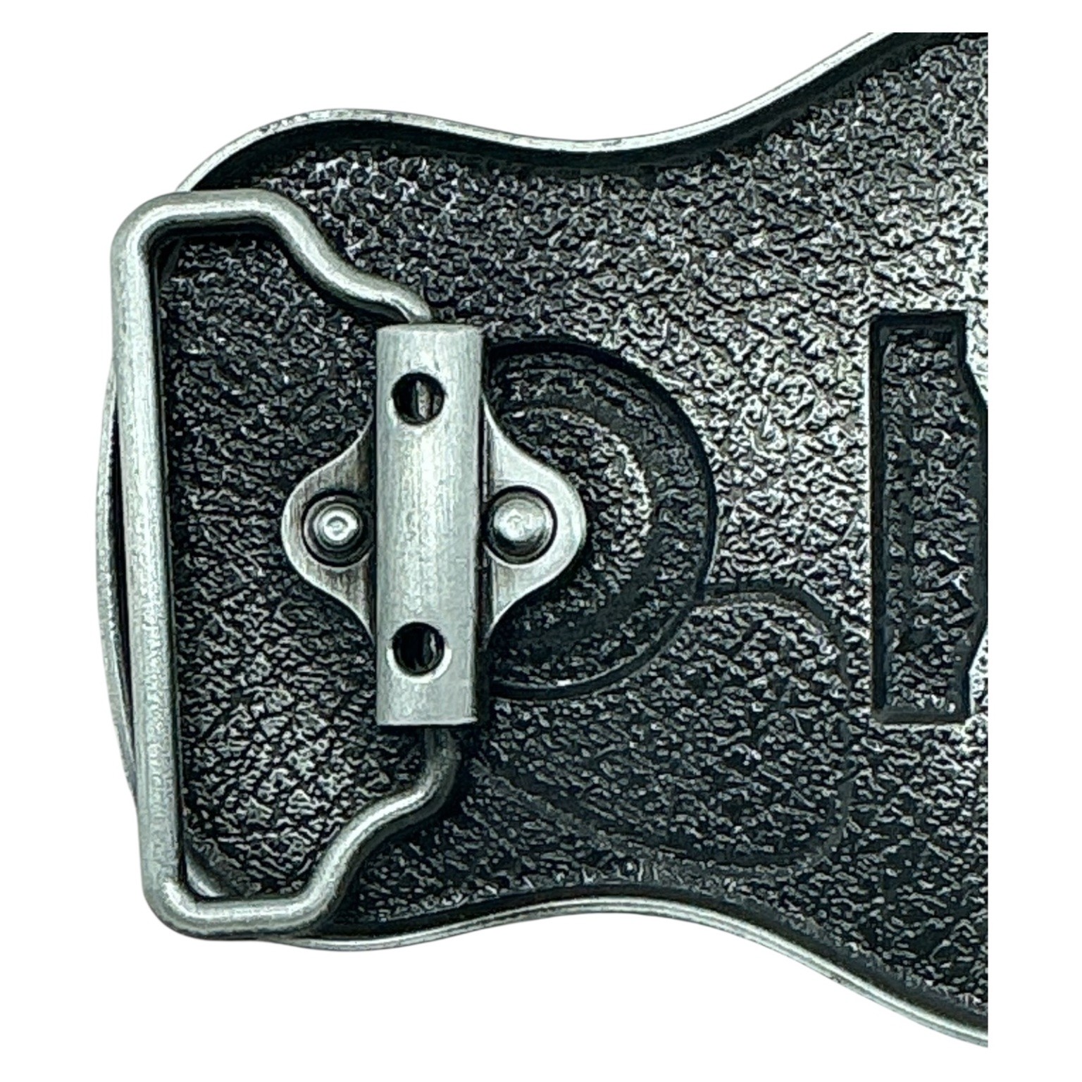 Mens Guitar Shaped Belt Buckle Brown Enamel Music