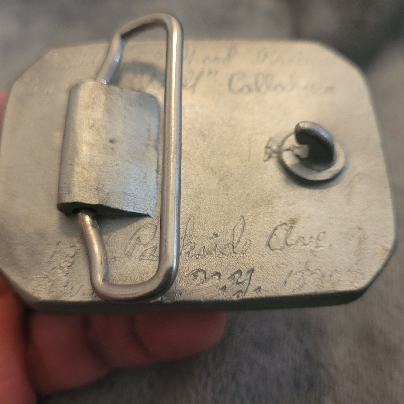 Vintage Bill Callahan Signed Bass Buckle Belt Wildlife in Pewter.