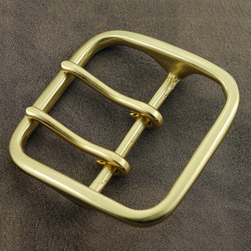 Solid Brass Double Prong Belt Buckle for 60mm Wide Leather Replacement Gold