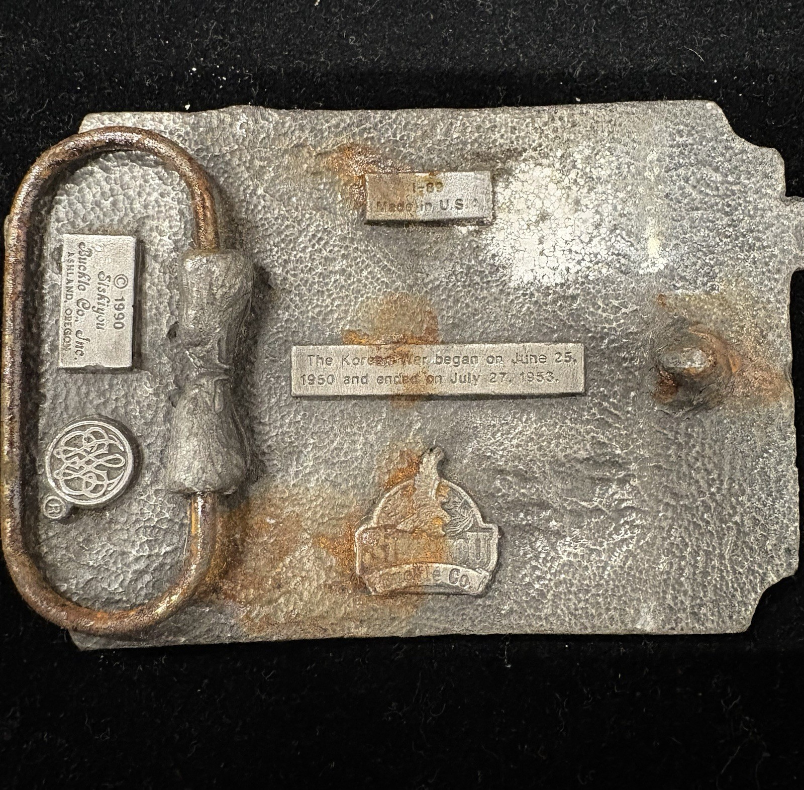 Vintage pewter Korean war Veteran belt buckles from the 1990s RARE