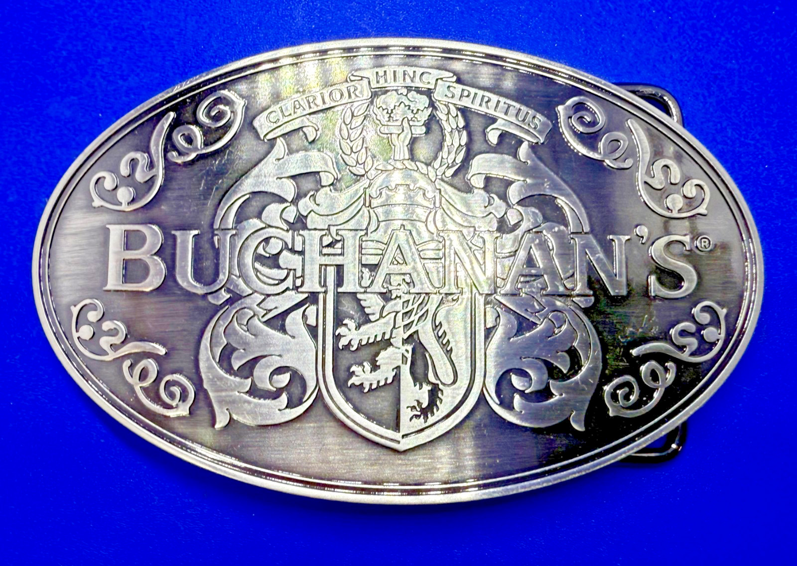 Buchanan&rsquo;s ScottishTop Shelf Whiskey promo Clarior Hinc Spiritus Belt Buckle
