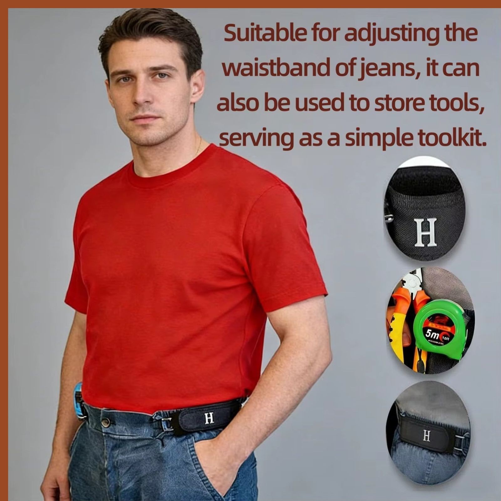 2PCS No Buckle Elastic Belt Hook Adjustable Waist Belt Clips for Men & Women