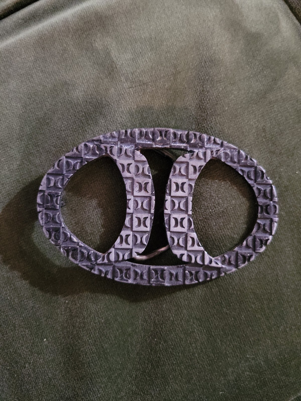 Hurley Multi Logo Oval Textures Belt Buckle Black / Silver Lead Free