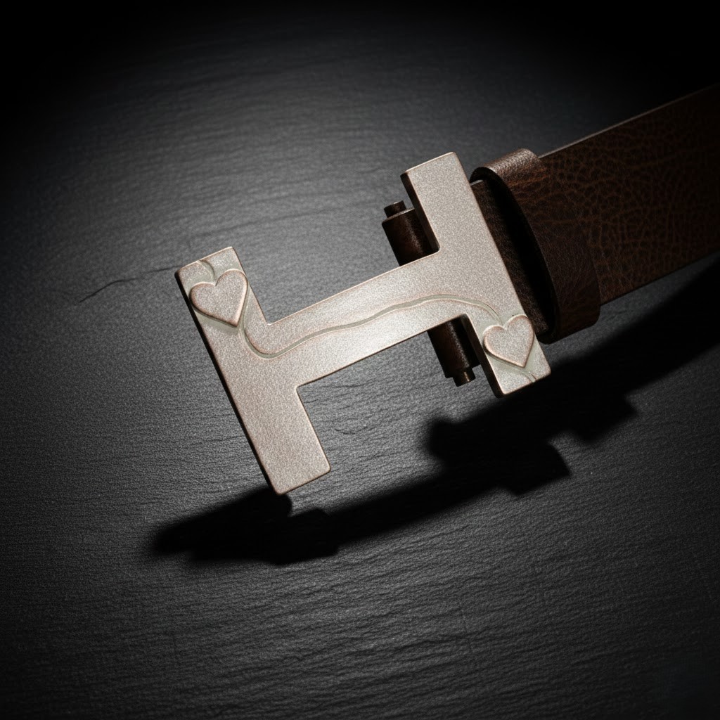 H Belt Buckle Smooth Silver Tone Classic Sporty Metal Buckle