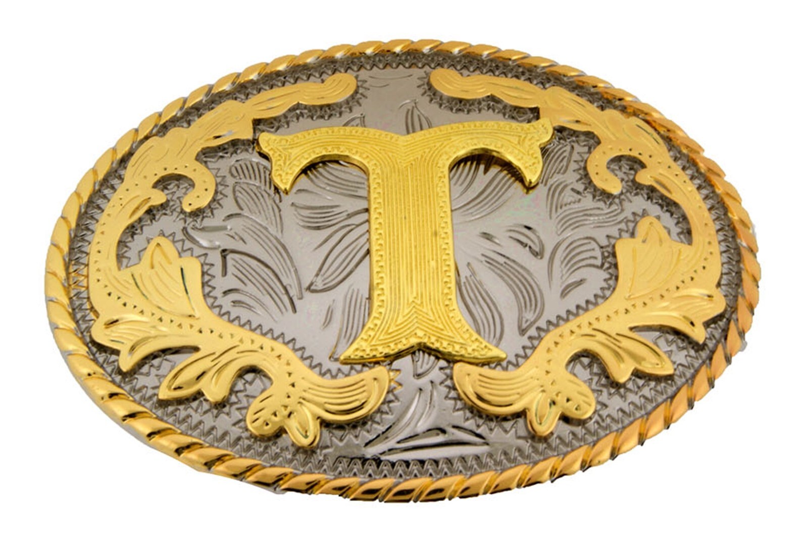 INITIAL T LETTER t MEN WOMEN RODEO REALLY COWBOY STYLE GOLD METAL BELT BUCKLE