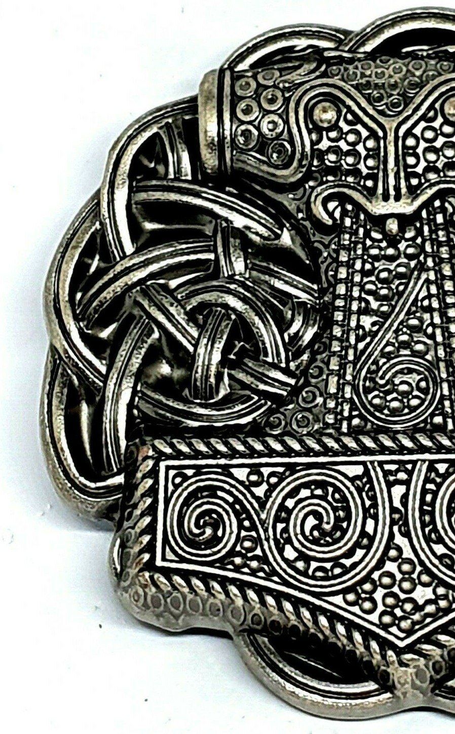 Thor&rsquo;s Hammer Belt Buckle Viking Celtic Raven Skane Metal Pewter Buckle Only