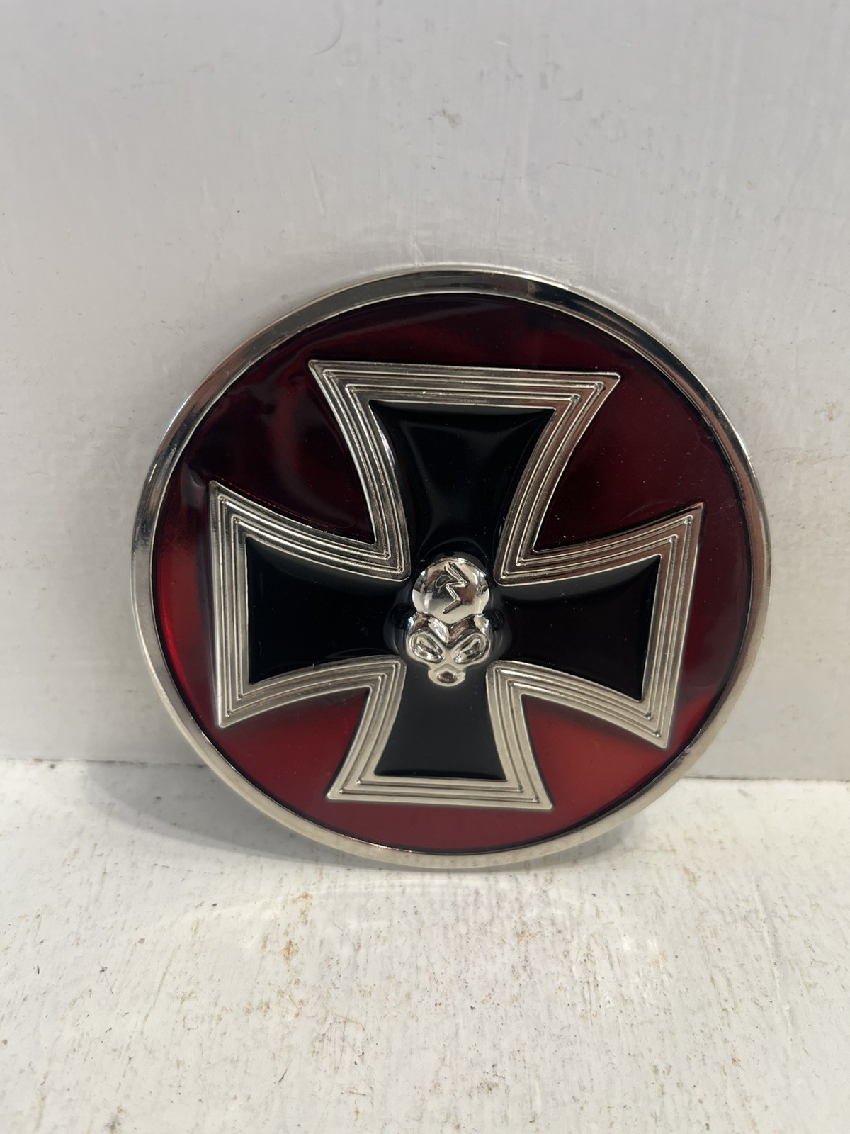– Belt Buckle Maltese Cross With Alien Goth Creepy Horror