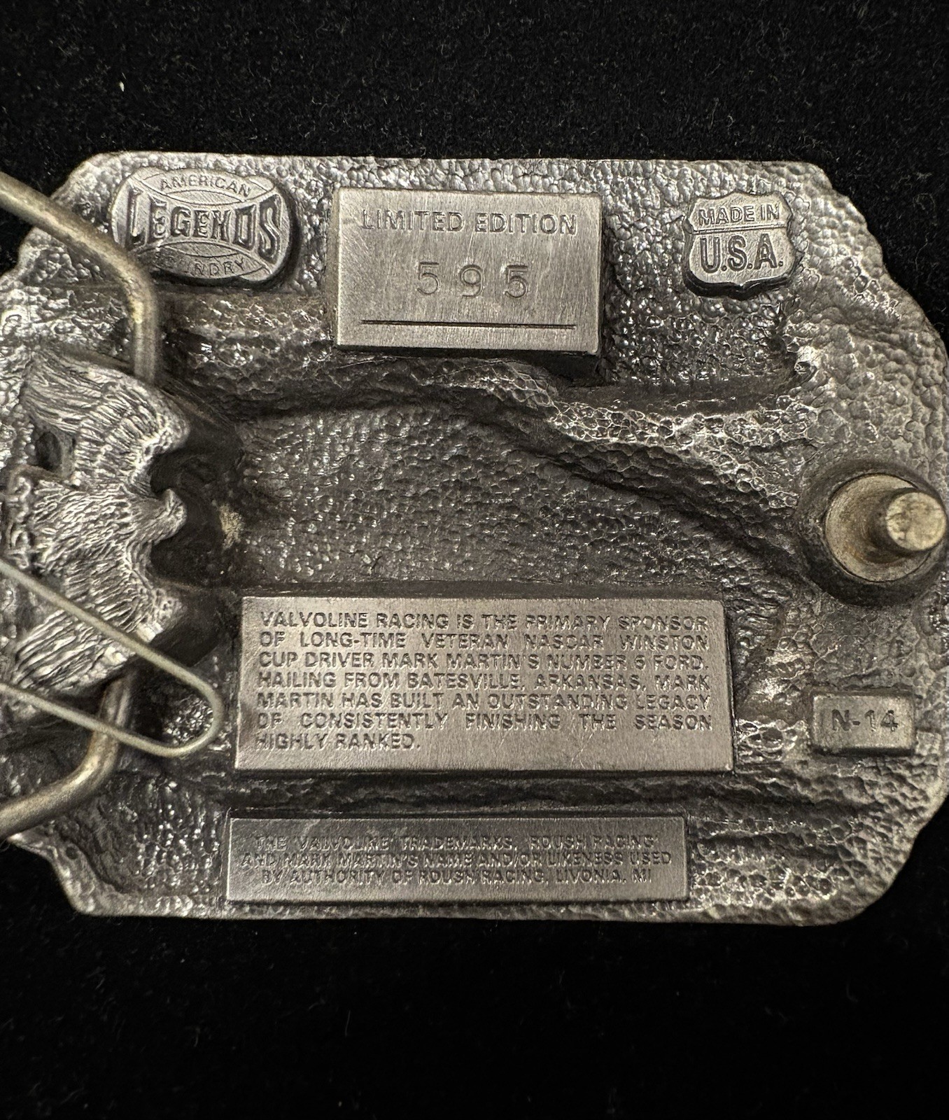 vintage American Legends Foundry pewter NASCAR belt buckle #6 RARE
