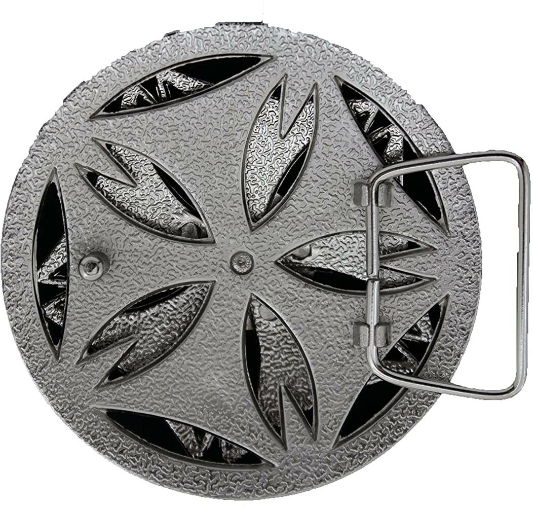 BELT BUCKLE -Spinner Rotating Gao Shi Zhuang Chrome Buckle 3.5&Prime; Diameter