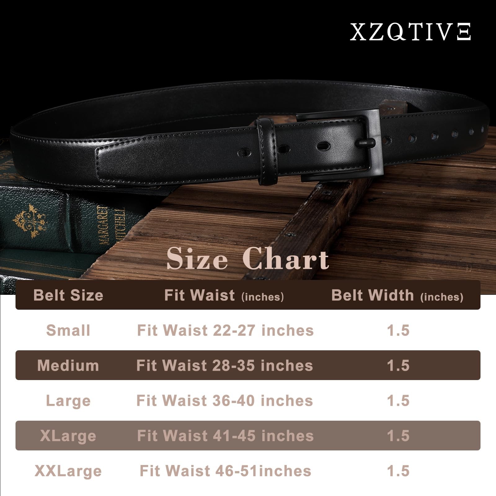 XZQTIVE TSA Belt For Men Metal Free Dress Belts Fit Pant 36-40in, Black