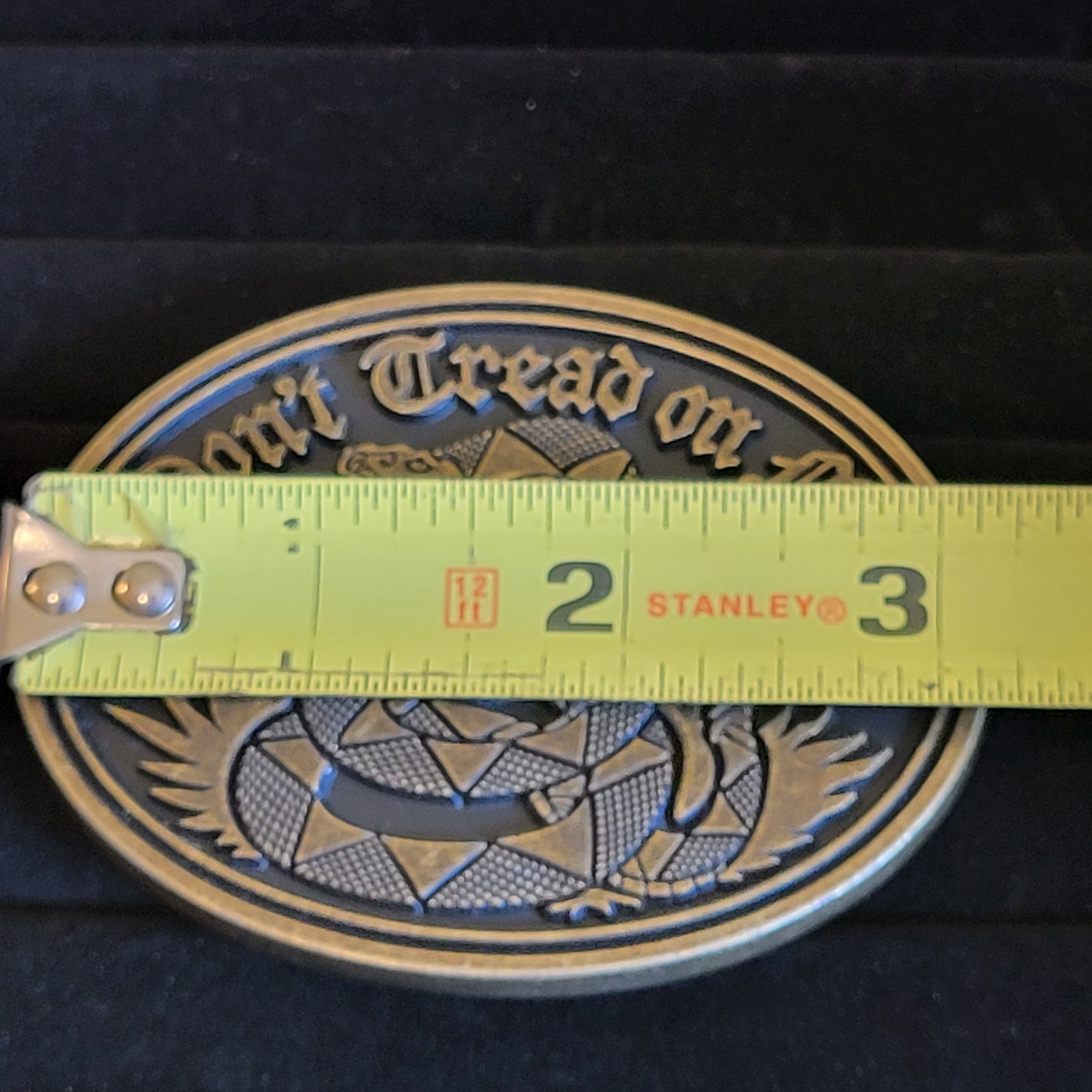 Don&rsquo;t Tread On Me Biker Belt Buckle Gadsden Flag & Snake Antique Bronze Finish