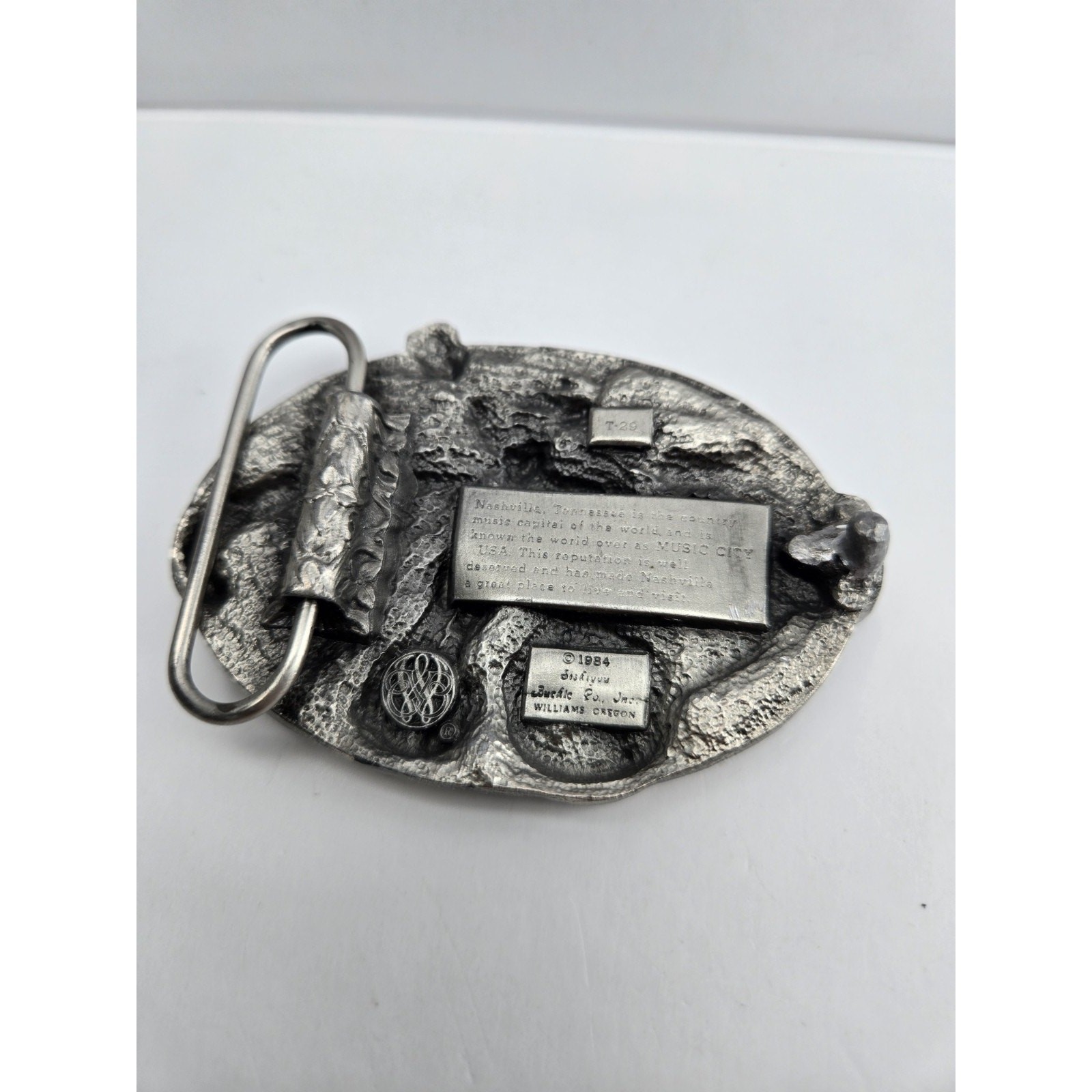 Vintage 80s Pewter Music City USA Nashville Made by Siskiyou Buckle Co. Inc 1984