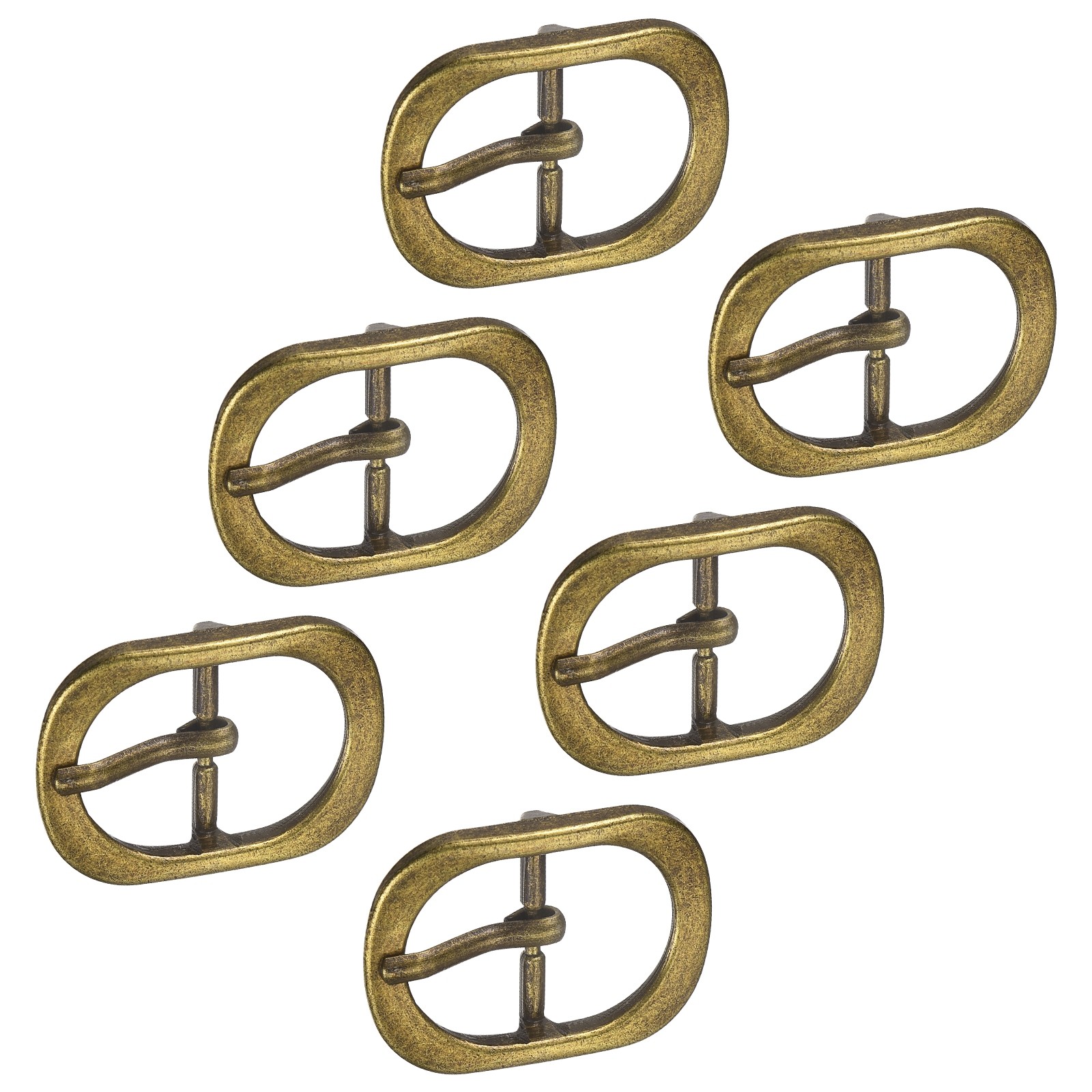 6Pcs 0.75&Prime; Single Prong Belt Buckle DIY Oval Center Bar Buckle Brass