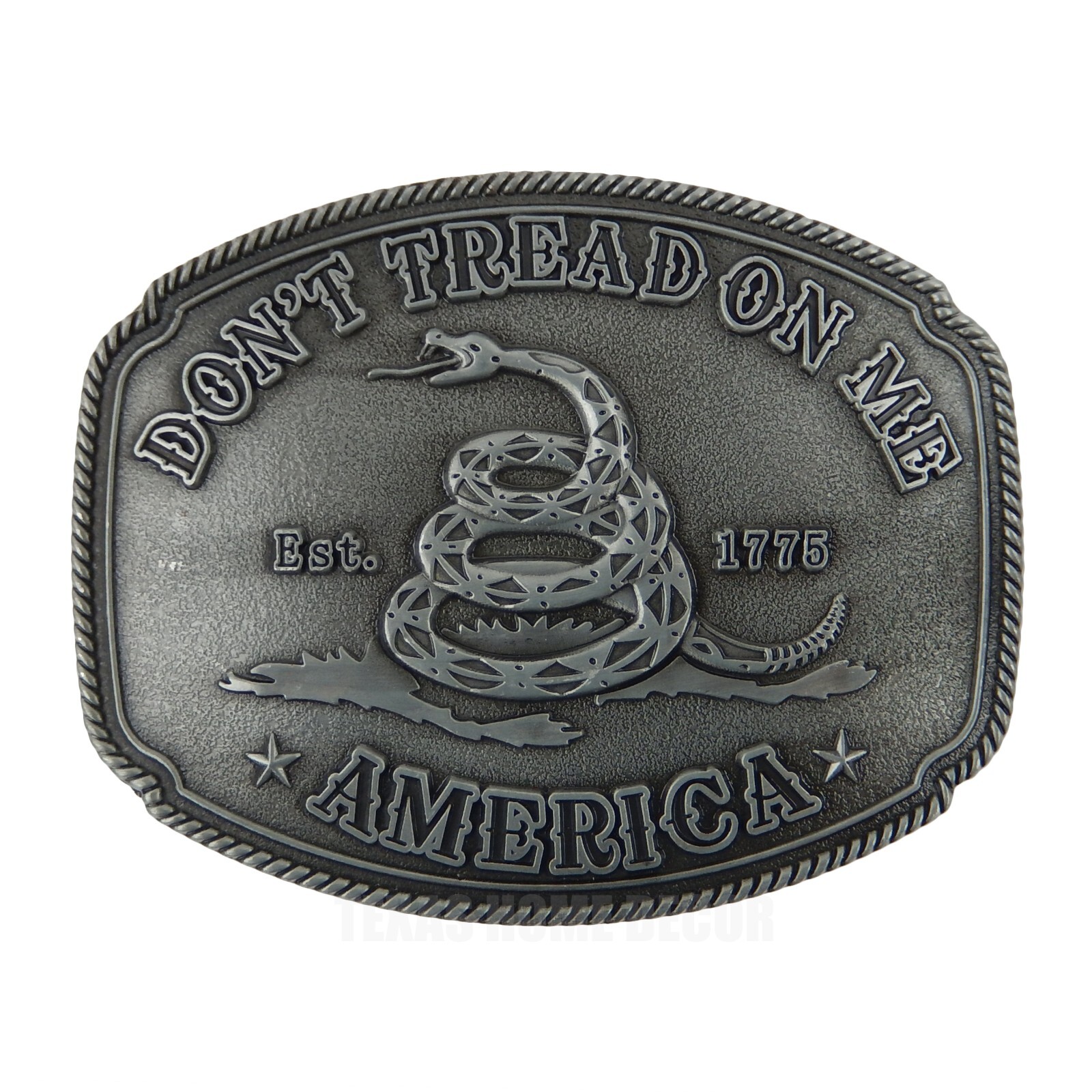 America Don&rsquo;t Tread On Me Gadsden Flag Snake Belt Buckle Antique Silver Tone