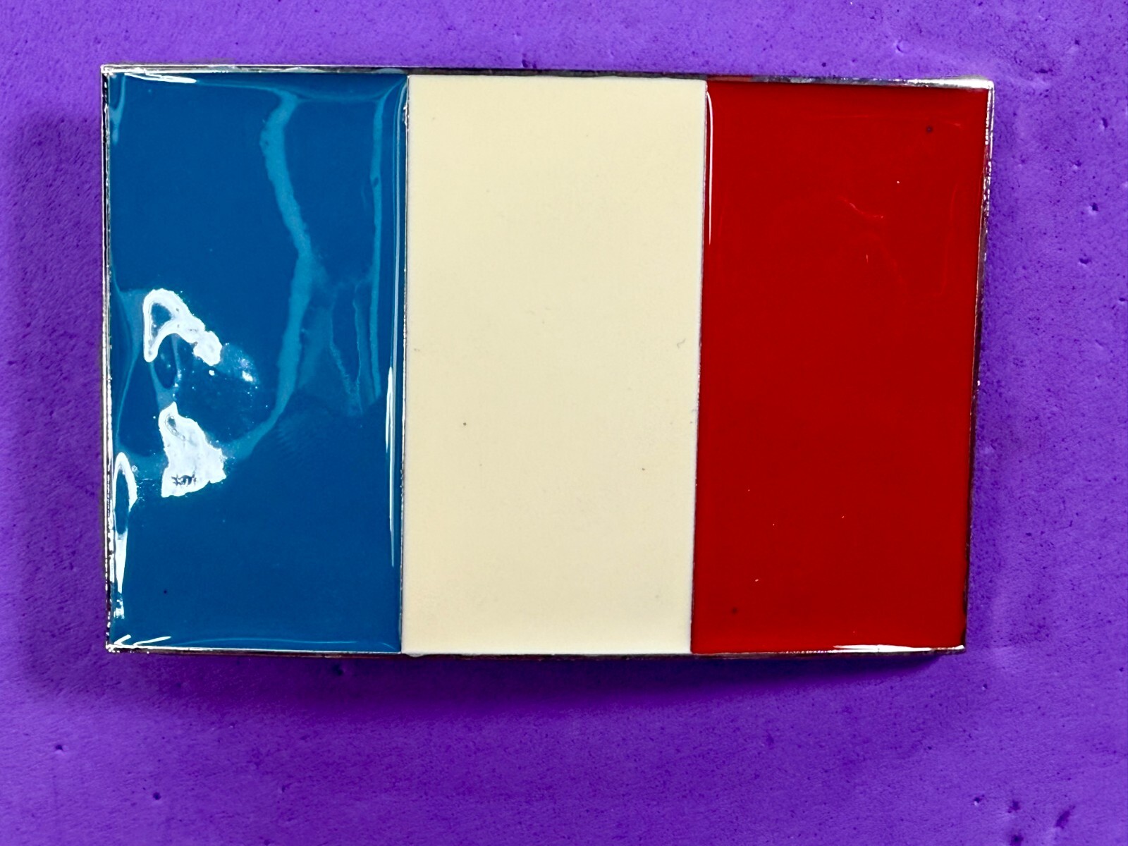Flag of France French Country Blue White Red Enamel Patriotic Belt Buckle