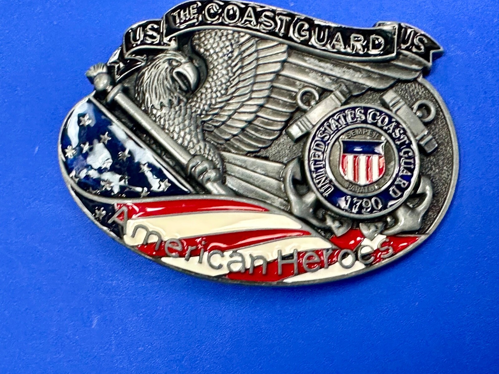 The Us Coastguard Raised Dimensional Belt Buckle America&rsquo;s Heroes