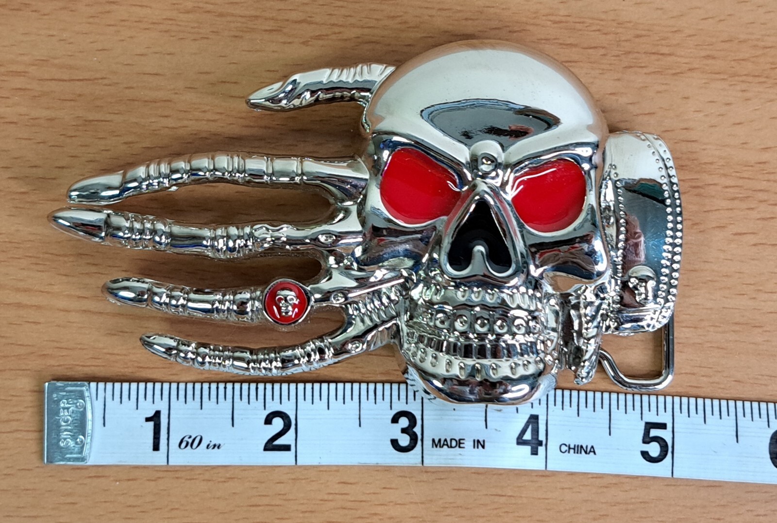 Skull and Skeletal Hand Belt Buckle