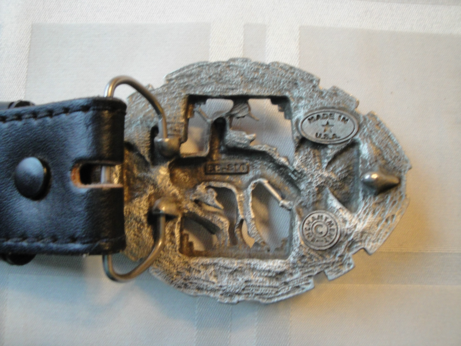 End of Trail Pewter Buckle & Leather Belt- Made in USA by Enchantment