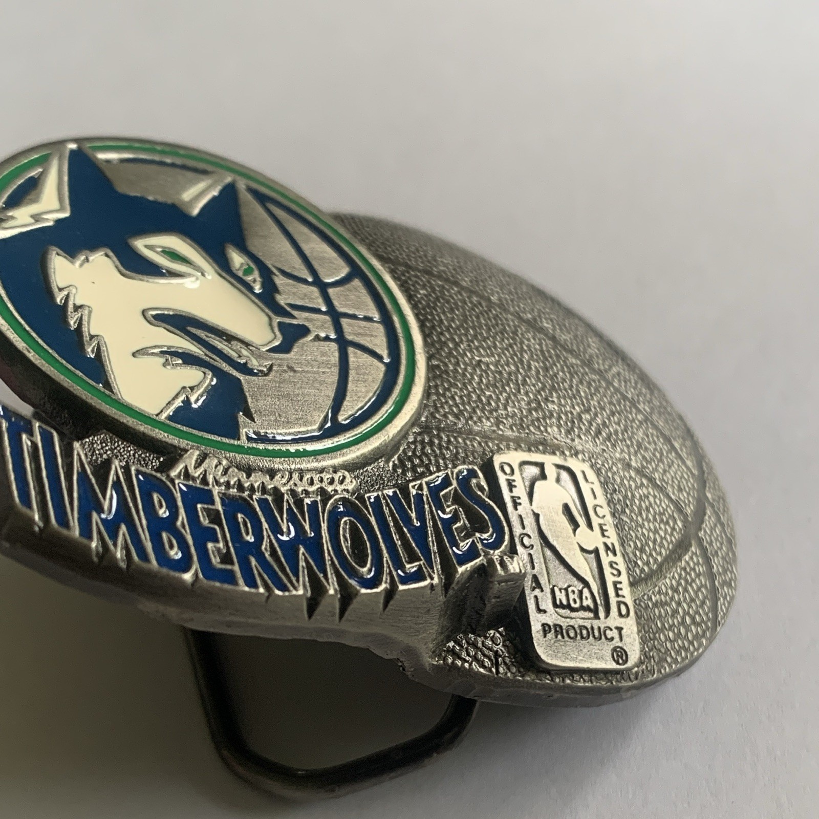 NBA Minnesota Timberwolves Official Licensed Autogrip Metal Belt Buckle, Silver