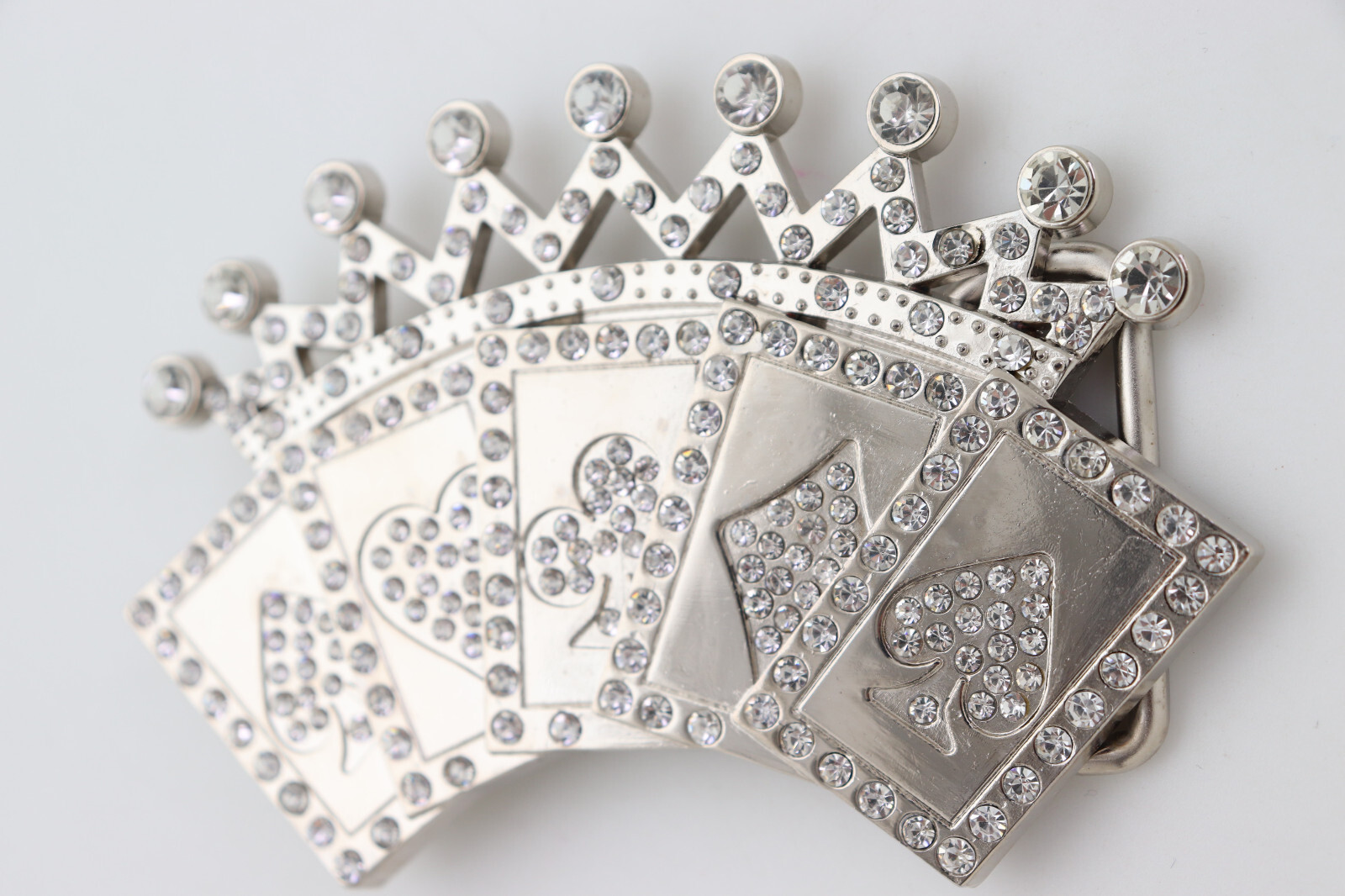 New Men Women Silver Metal Belt Buckle Cool Card Games Crown Gambling Bling Look