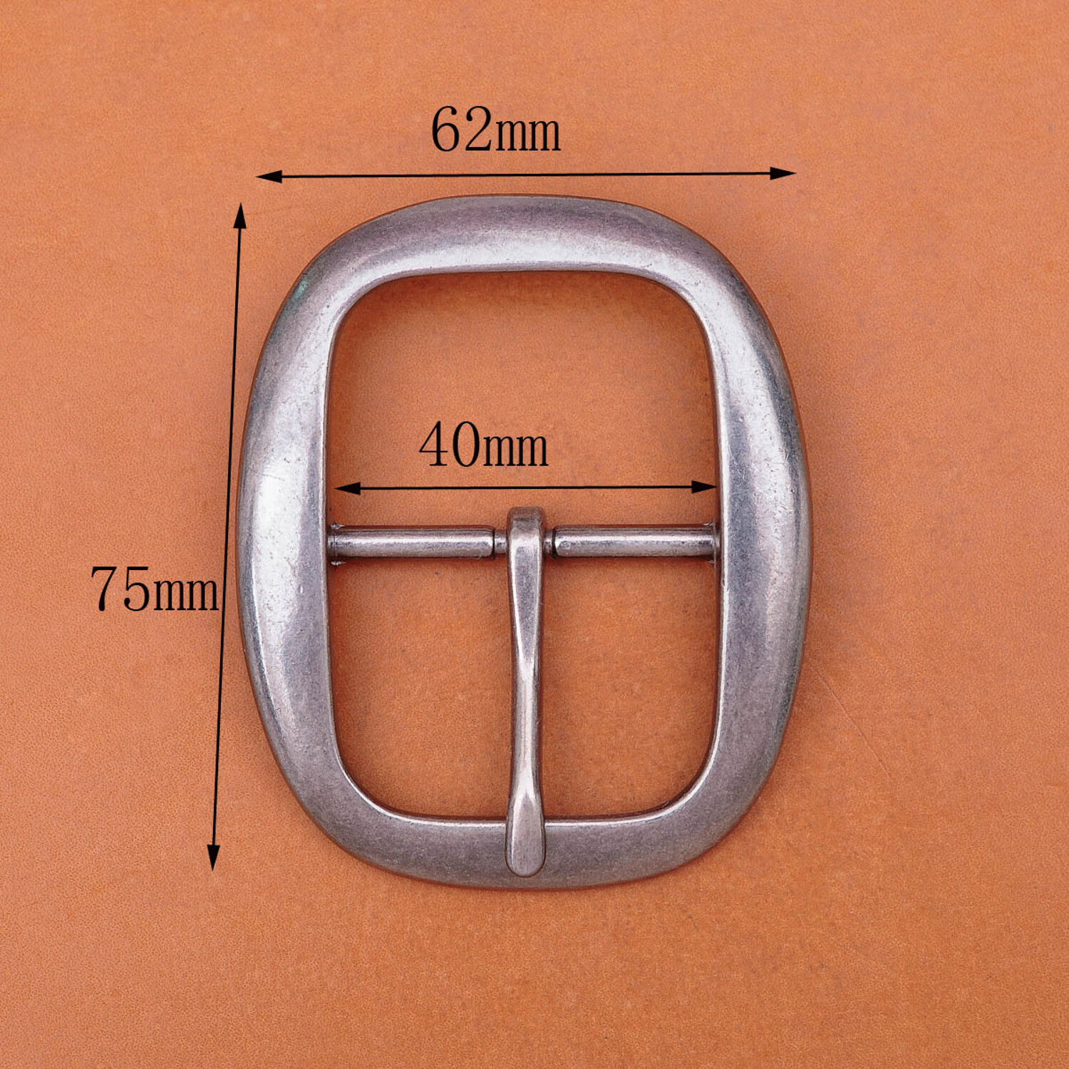 DIY Heavy Strong Center Bar Pin Belt Buckle Silver Plated Fit 40mm Leather Strap