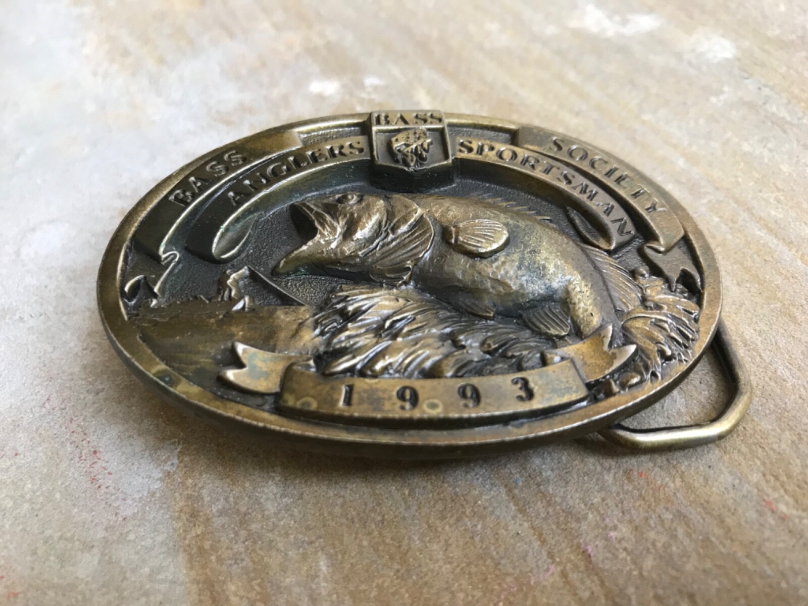 1993 BASS SOCIETY Anglers Sportsman Belt Buckle U.S.A.