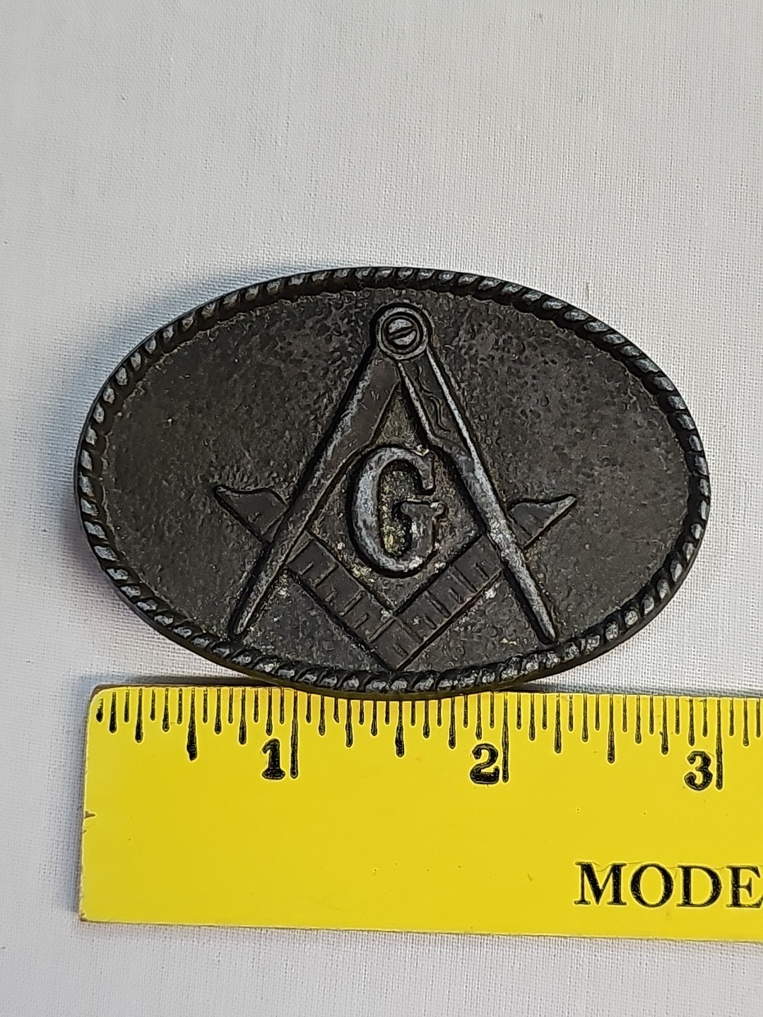 Vintage Masonic Masons BTS Brass Belt Buckle
