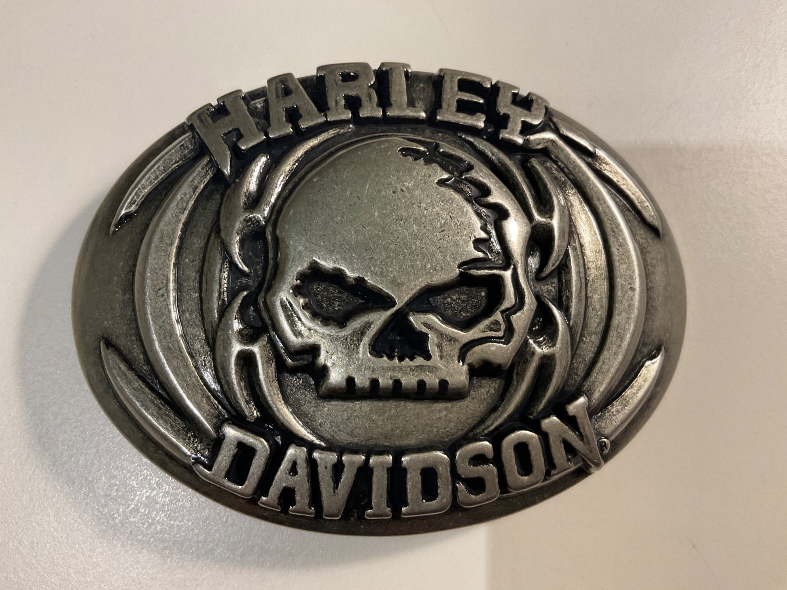 Harley-Davidson Willie G Skull belt buckle.#97830-08VM.Antique nickel plated .