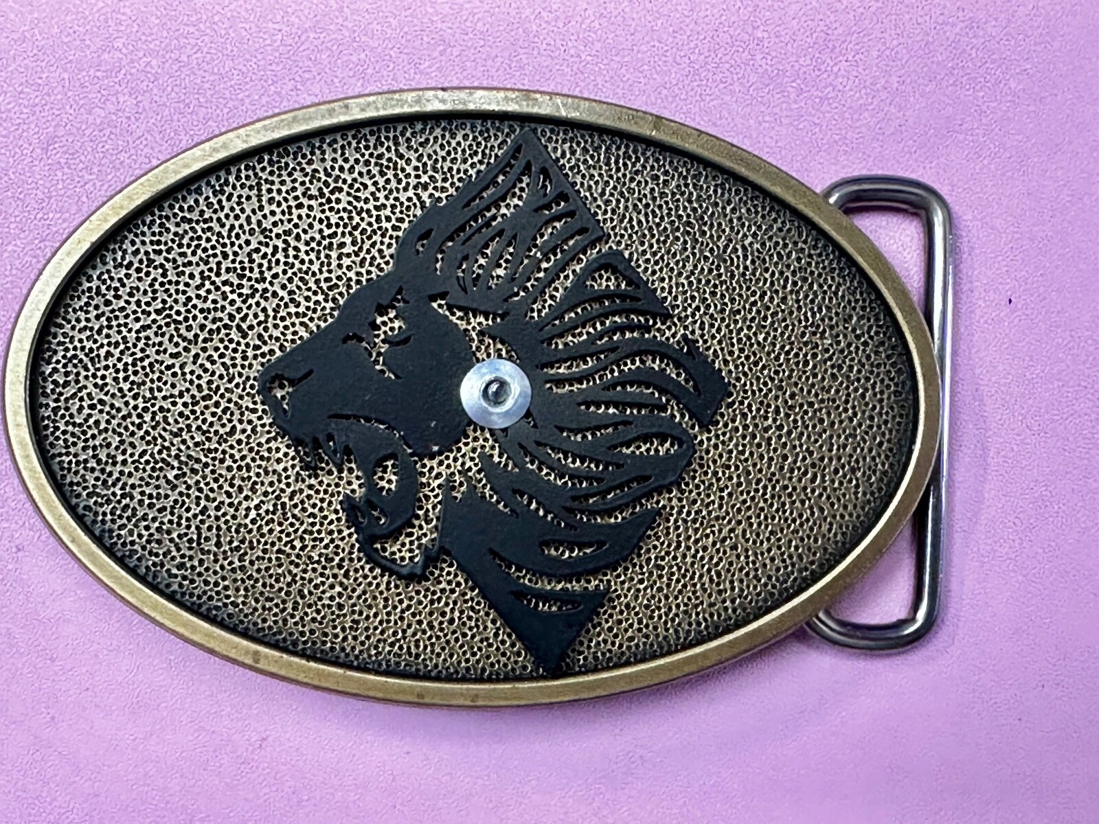 Roaring Lion Tiger Vintage Oval Brass Tone Belt Buckle By Jeans Friend