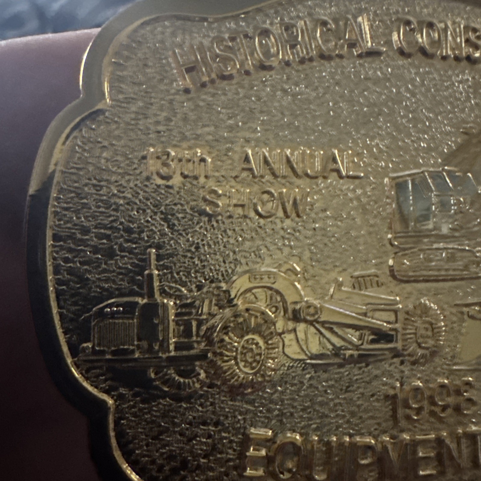 Historical Construction Equipment Show Belt Buckle Limited Edition Embossed 1998