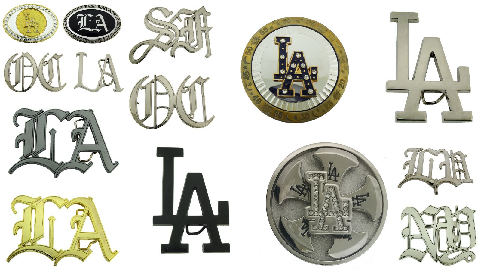 Los Angeles Dodgers Team Logo Belt Buckle (MLB Baseball) Initial LA LB NY IE SF