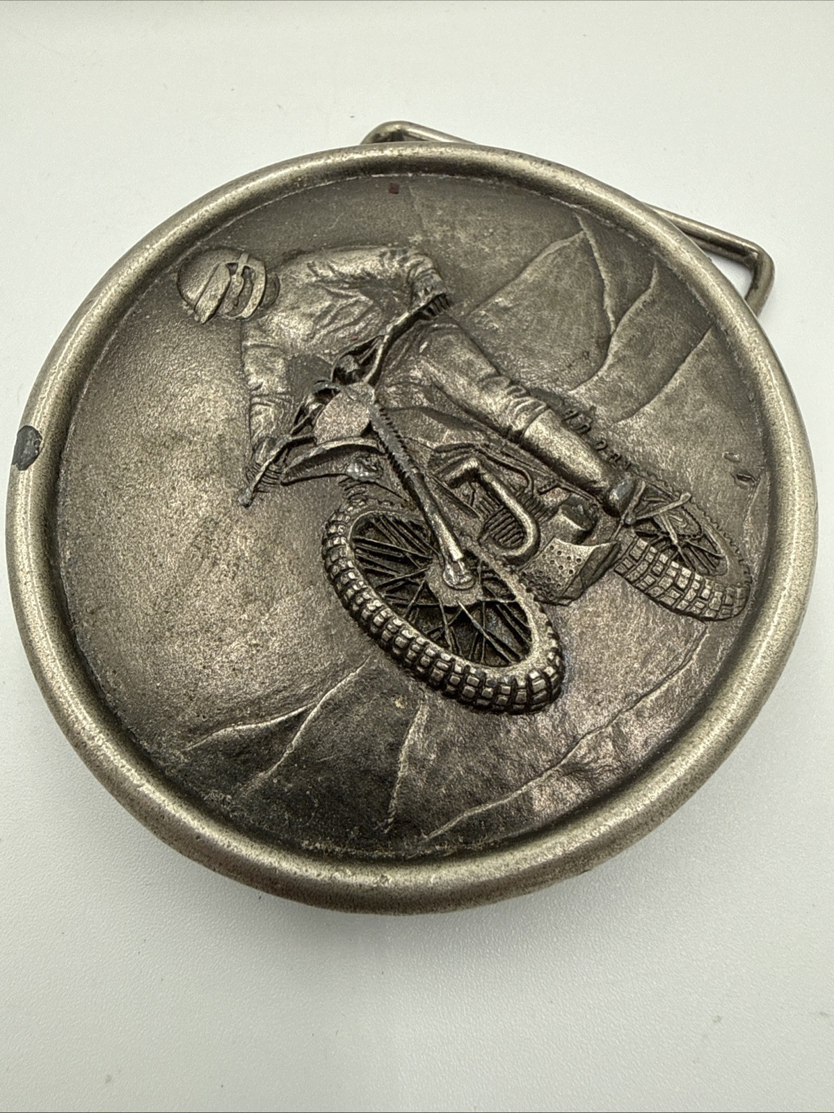 1976 Indiana Metal Craft Dirt Bike Motocross Motorcycle Racer Belt Buckle