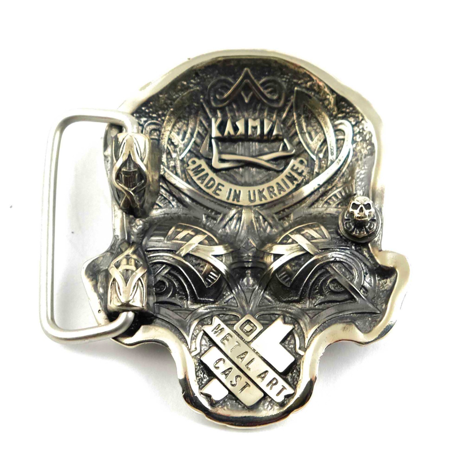 Skull belt buckle, Human skull german silver belt buckle Jolly Roger