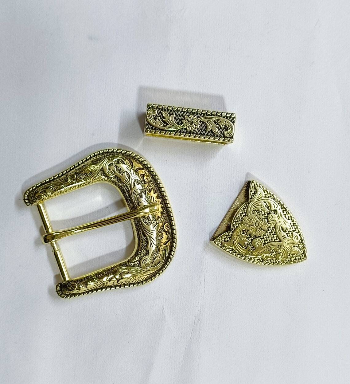Western 3 piece buckle set cowboy cowgirl buckle for leather belt 1.5&Prime;, 38 mm