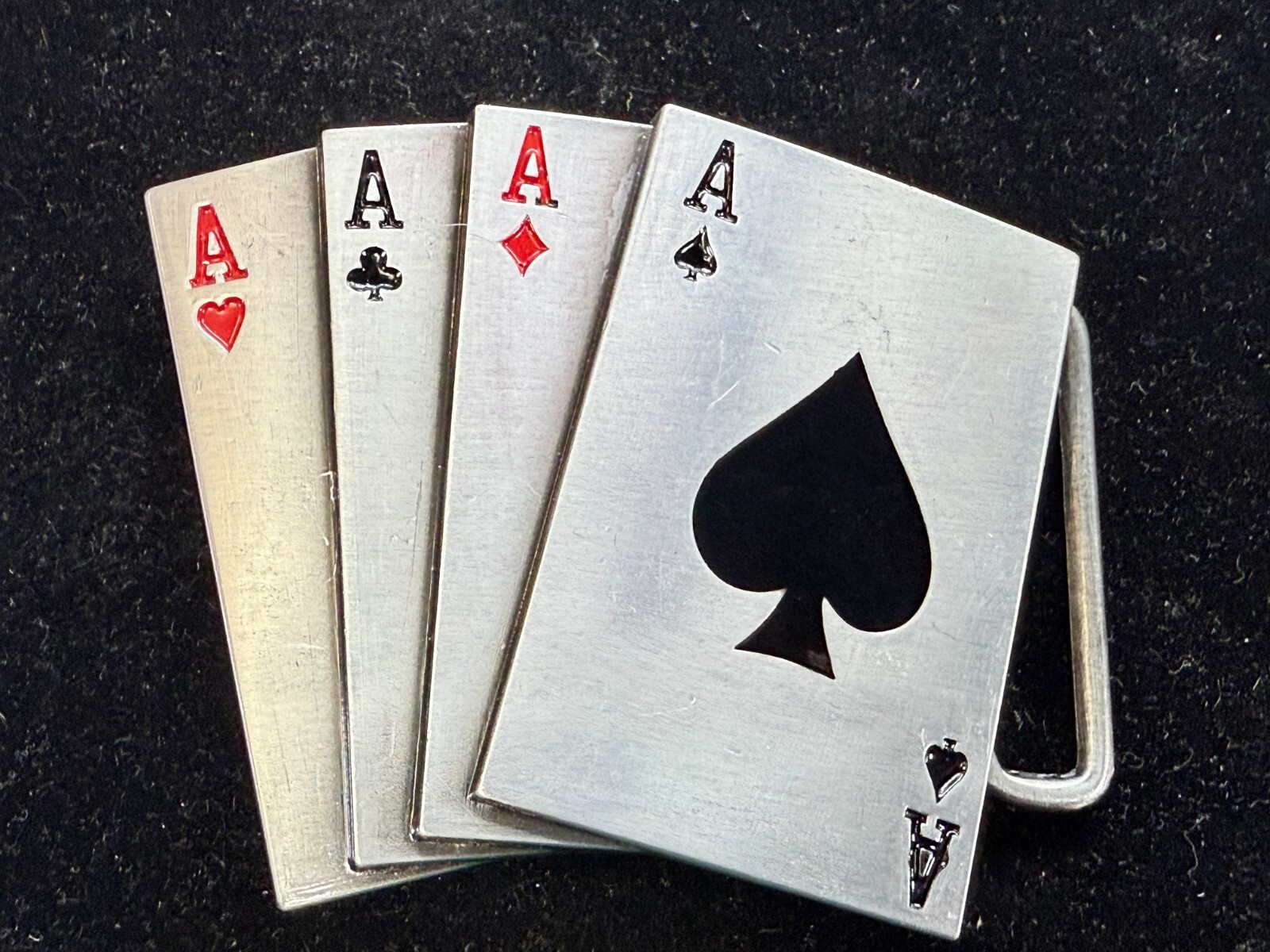 Poker Hand Four Aces – New Cutout Vegas Vibe Gambling Hand Belt Buckle