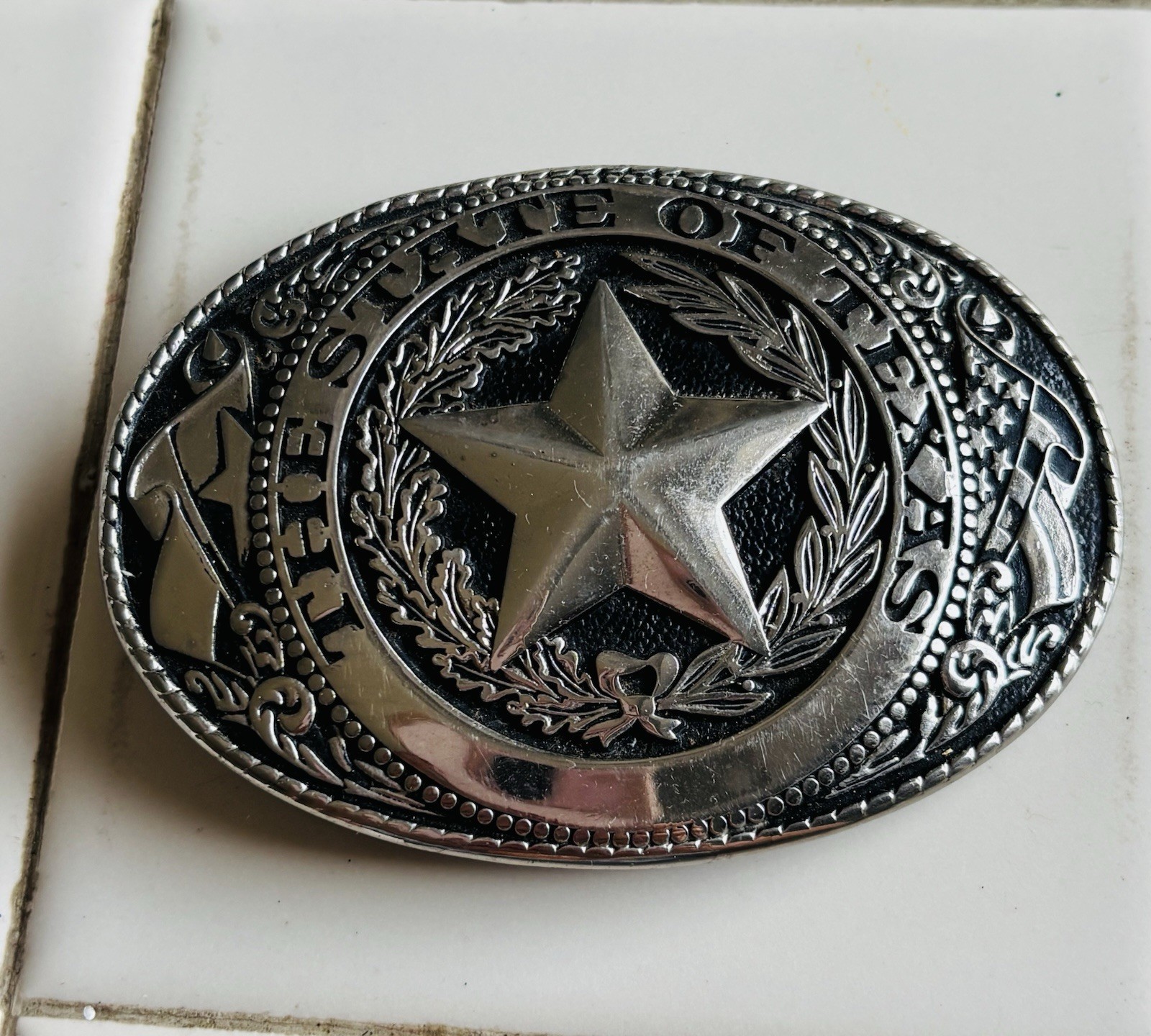Vintage State Of Texas Belt Buckle 3.5” X 2.5”